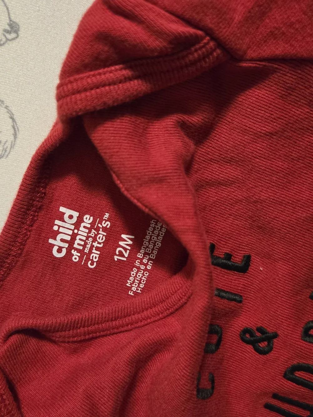 Carter's Red 'Cute & Cuddly' Baby One-Piece Bodysuit